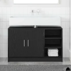 vidaXL Badkamerkast met plank Zwart Eiken 90 x 29 x 55 cm Bewerkt hout