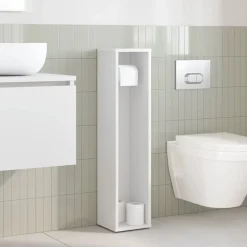 vidaXL Badkamerkast met rolhouder 20,5x20x90 cm wit