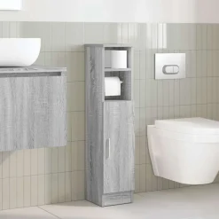 vidaXL Badkamerkast met rolhouder 20,5x22x90 cm grijs sonoma eiken