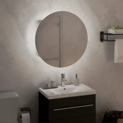 vidaXL Badkamerkast met ronde spiegel en LED 40x40x17,5 cm wit