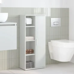 vidaXL Badkamerkast met rolhouder 39x22x90 cm wit