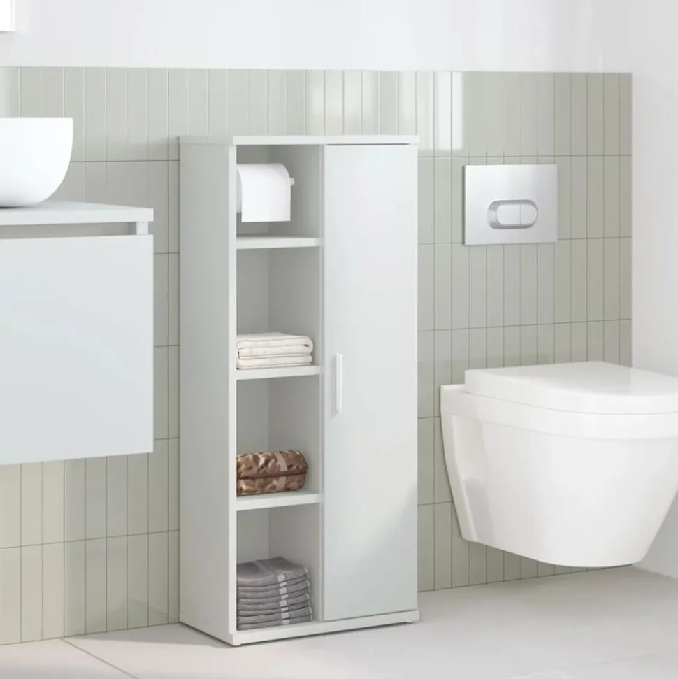 vidaXL Badkamerkast met rolhouder 39x22x90 cm wit