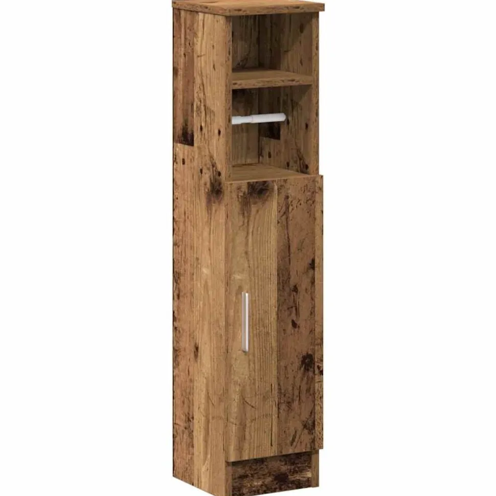 vidaXL Badkamerkast met rolhouder 20,5x22x90 cm oud houtkleurig