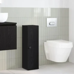 vidaXL Badkamerkast met rolhouder 20,5x22x72 cm zwart