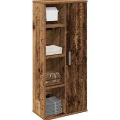 vidaXL Badkamerkast met rolhouder 39x22x90 cm oud houtkleurig