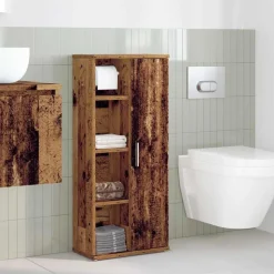 vidaXL Badkamerkast met rolhouder 39x22x90 cm oud houtkleurig