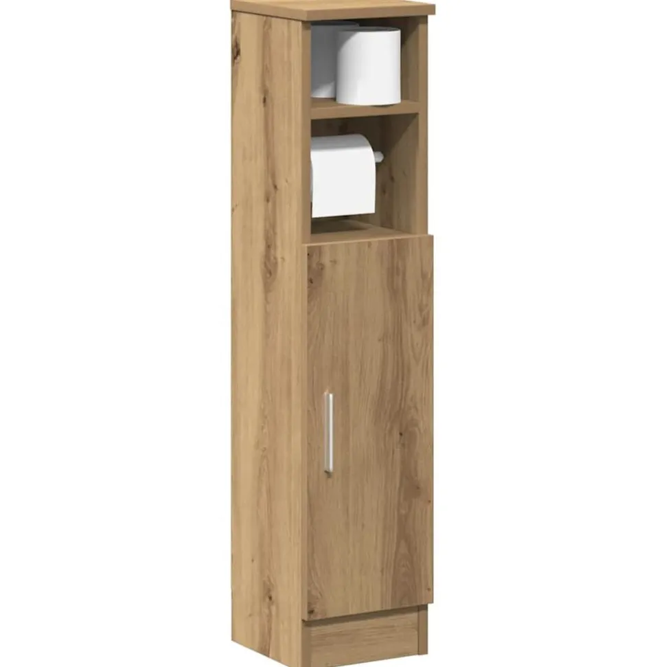 vidaXL Badkamerkast met rolhouder 20,5x22x90 cm artisanaal eikenkleur