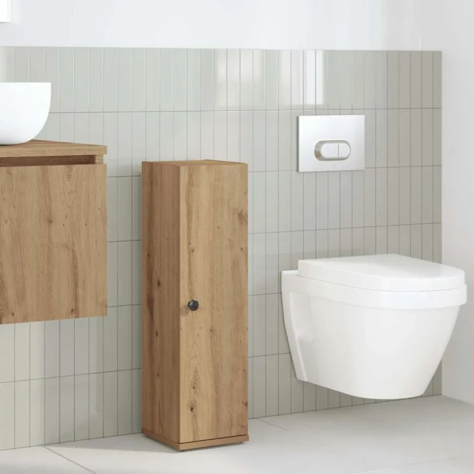 vidaXL Badkamerkast met rolhouder 20,5x22x72 cm artisanaal eikenkleur