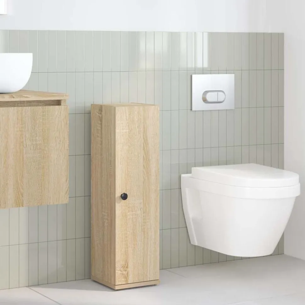 vidaXL Badkamerkast met rolhouder 20,5x22x72 cm sonoma eikenkleurig
