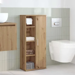 vidaXL Badkamerkast met rolhouder 39x22x90 cm artisanaal eikenkleur