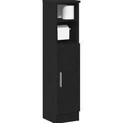 vidaXL Badkamerkast met rolhouder 20,5x22x90 cm zwart