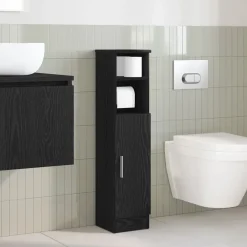 vidaXL Badkamerkast met rolhouder 20,5x22x90 cm zwart