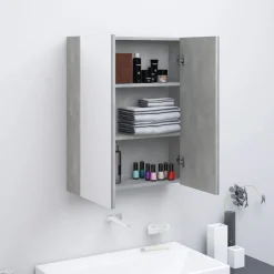 vidaXL Badkamerkast met spiegel 60x15x75 cm MDF betongrijs