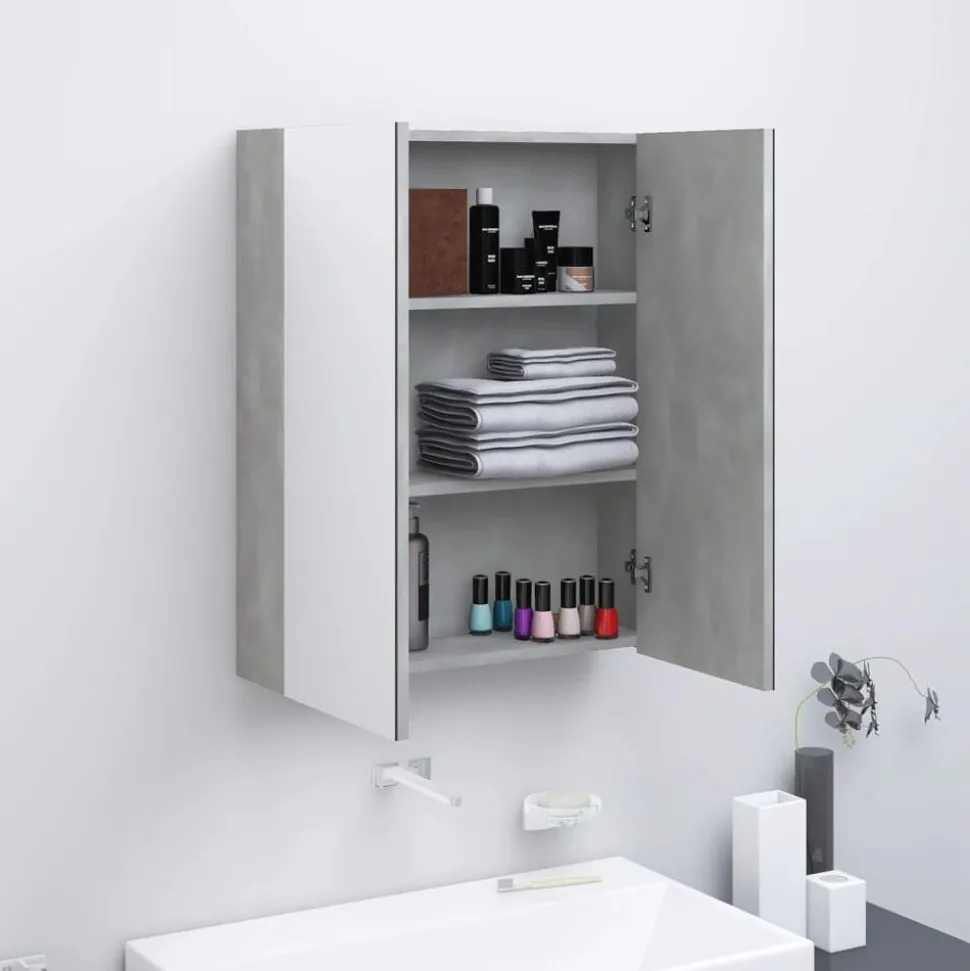 vidaXL Badkamerkast met spiegel 60x15x75 cm MDF betongrijs