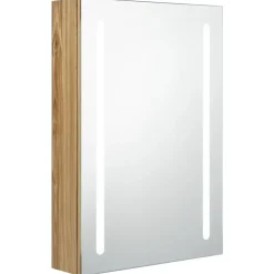 vidaXL Badkamerkast met spiegel en LED 50x13x70 cm eikenkleurig