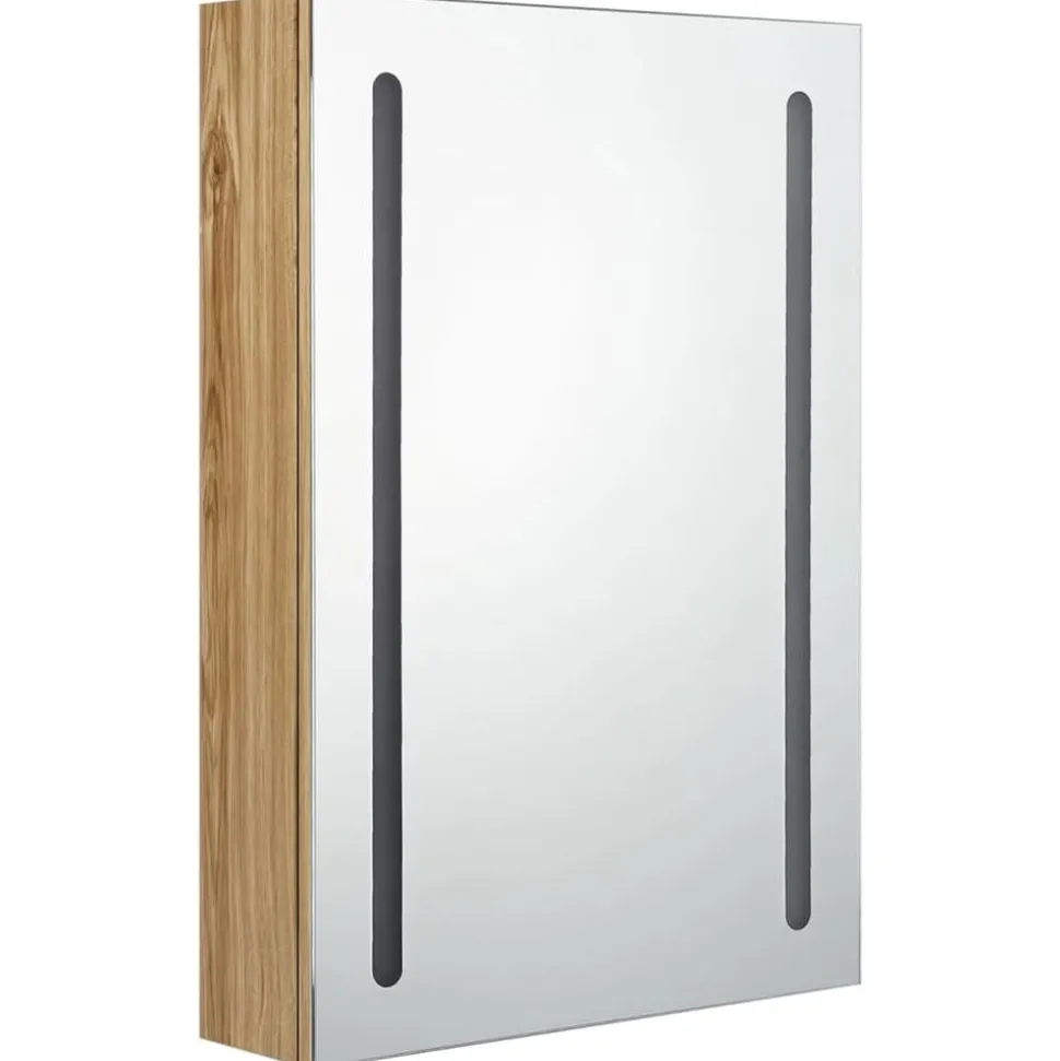 vidaXL Badkamerkast met spiegel en LED 50x13x70 cm eikenkleurig