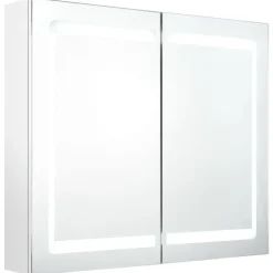 vidaXL Badkamerkast met spiegel en LED 80x12x68 cm glanzend wit