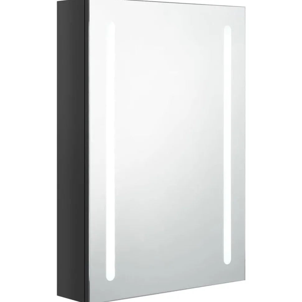 vidaXL Badkamerkast met spiegel en LED 50x13x70 cm glanzend zwart