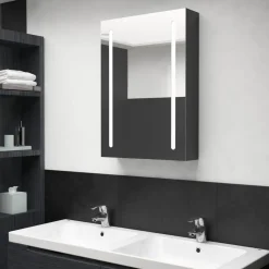 vidaXL Badkamerkast met spiegel en LED 50x13x70 cm glanzend zwart