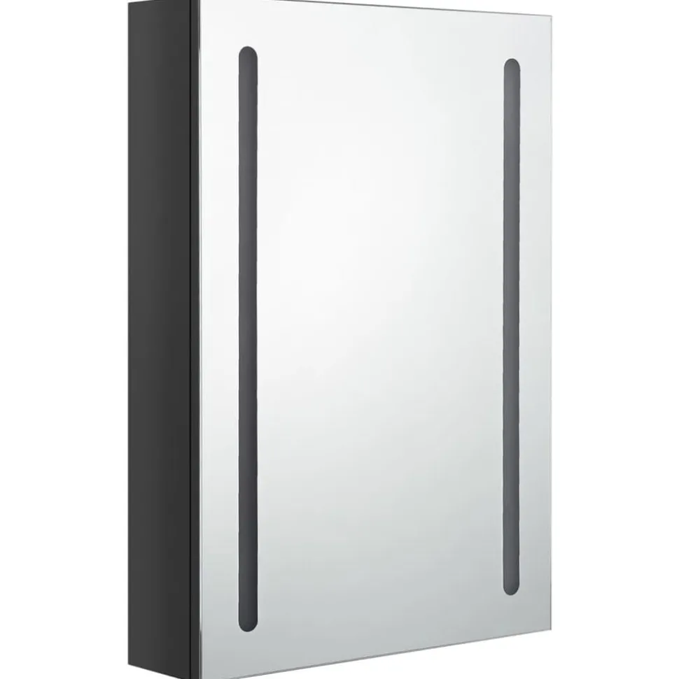 vidaXL Badkamerkast met spiegel en LED 50x13x70 cm glanzend zwart