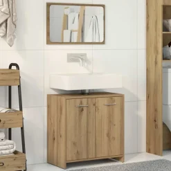 vidaXL Badkamerkast met spiegel bewerkt hout artisanaal eikenkleurig