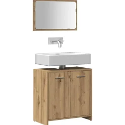 vidaXL Badkamerkast met spiegel bewerkt hout artisanaal eikenkleurig