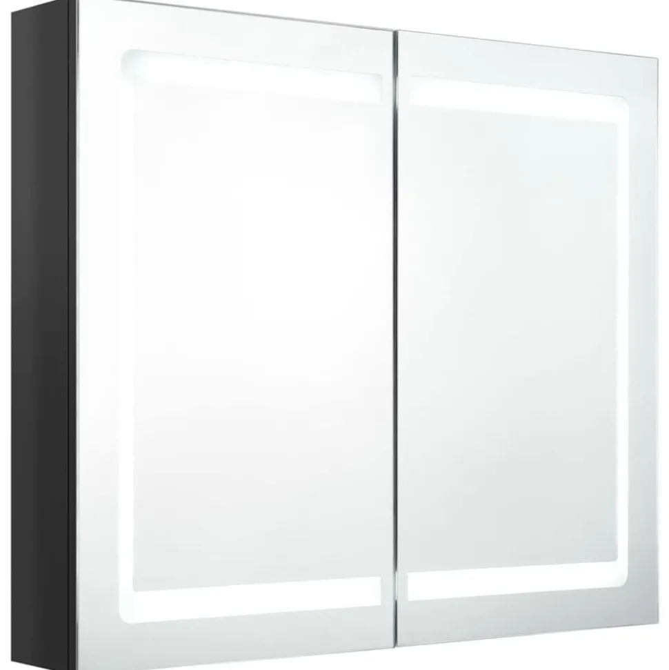 vidaXL Badkamerkast met spiegel en LED 80x12x68 cm glanzend zwart
