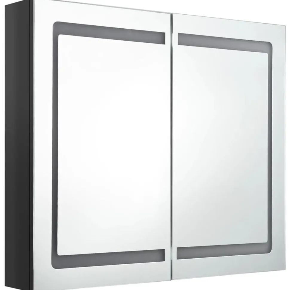 vidaXL Badkamerkast met spiegel en LED 80x12x68 cm glanzend zwart
