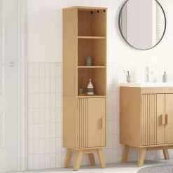 vidaXL Badkamerkast Olden Bruin 35 x 30 x 159 cm Massief grenenhout
