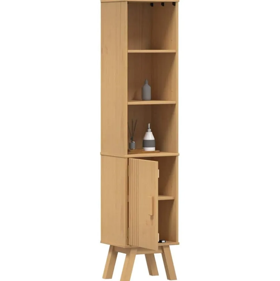 vidaXL Badkamerkast Olden Bruin 35 x 30 x 159 cm Massief grenenhout