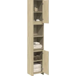 vidaXL Badkamerkast 30x30x183,5 cm spaanplaat sonoma eikenkleurig