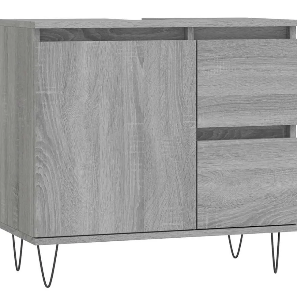 vidaXL Badkamerkast 65x33x60 cm bewerkt hout grijs sonoma eikenkleurig
