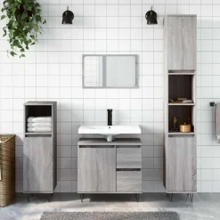 vidaXL Badkamerkast 65x33x60 cm bewerkt hout grijs sonoma eikenkleurig