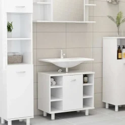 vidaXL Badkamerkast 60x32x53,5 cm bewerkt hout hoogglans wit