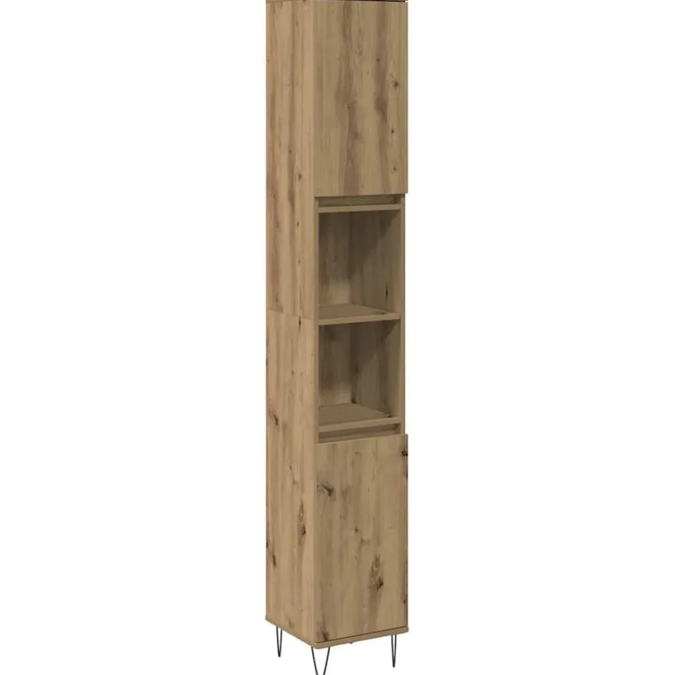 vidaXL Badkamerkast 30x30x190 cm bewerkt hout artisanaal eikenkleurig