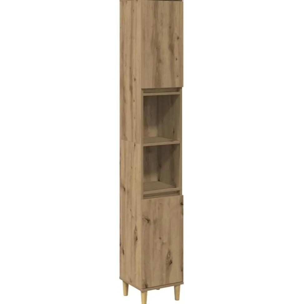 vidaXL Badkamerkast 30x30x190 cm bewerkt hout artisanaal eikenkleurig