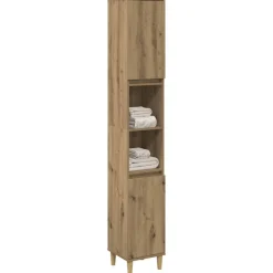 vidaXL Badkamerkast 30x30x190 cm bewerkt hout artisanaal eikenkleurig
