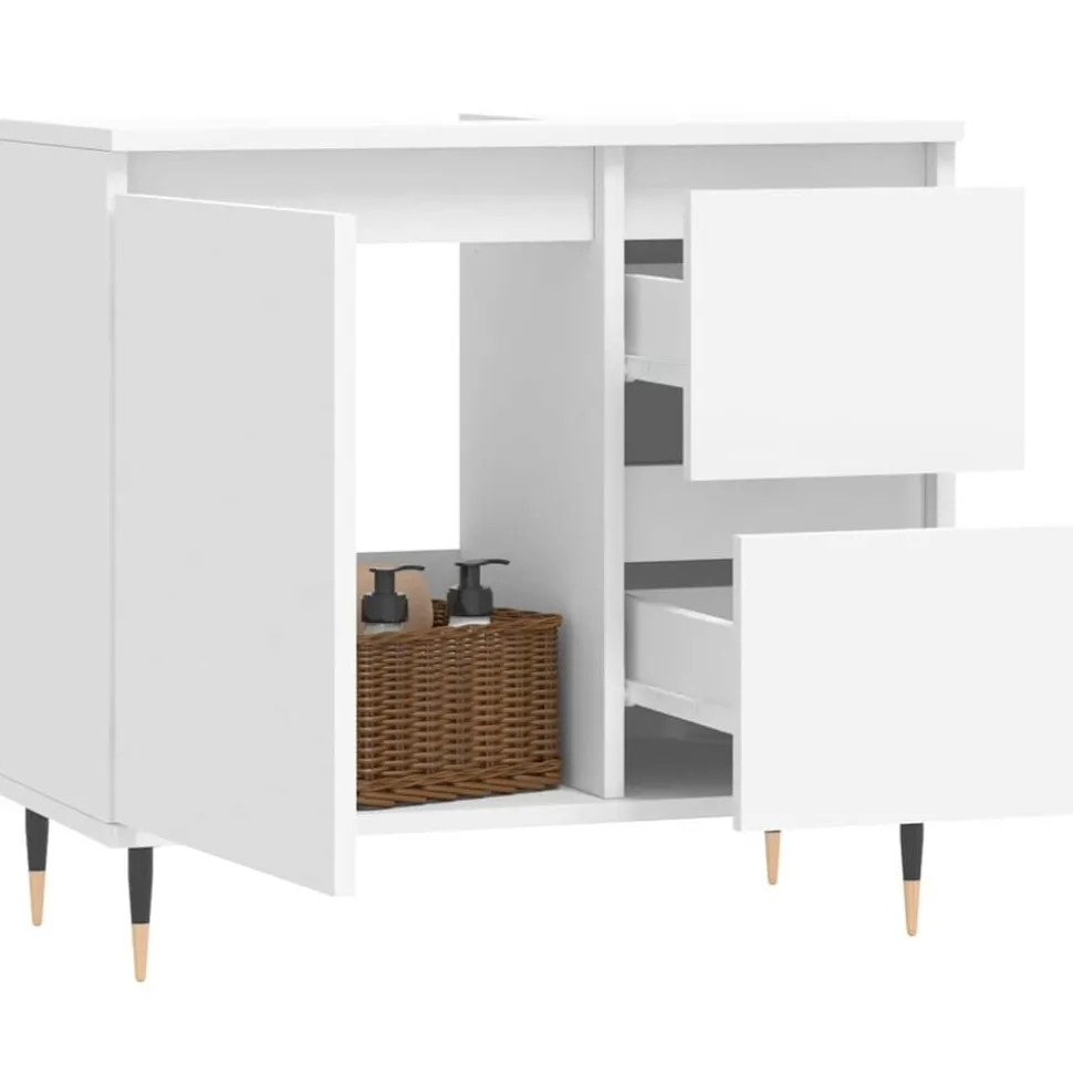 vidaXL Badkamerkast 65x33x60 cm bewerkt hout wit
