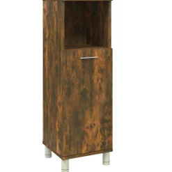 vidaXL Badkamerkast 30x30x95 cm bewerkt hout gerookt eikenkleurig