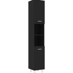 vidaXL Badkamerkast 30x30x179 cm spaanplaat zwart