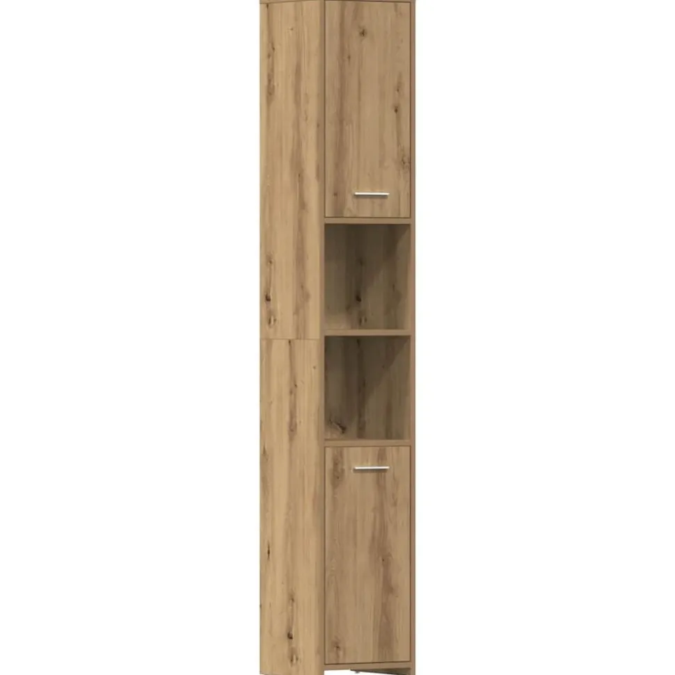 vidaXL Badkamerkast 30x30x183,5 cm bewerkt hout artisanaal eikenkleur