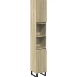 vidaXL Badkamerkast 30x30x190 cm bewerkt hout sonoma eikenkleurig