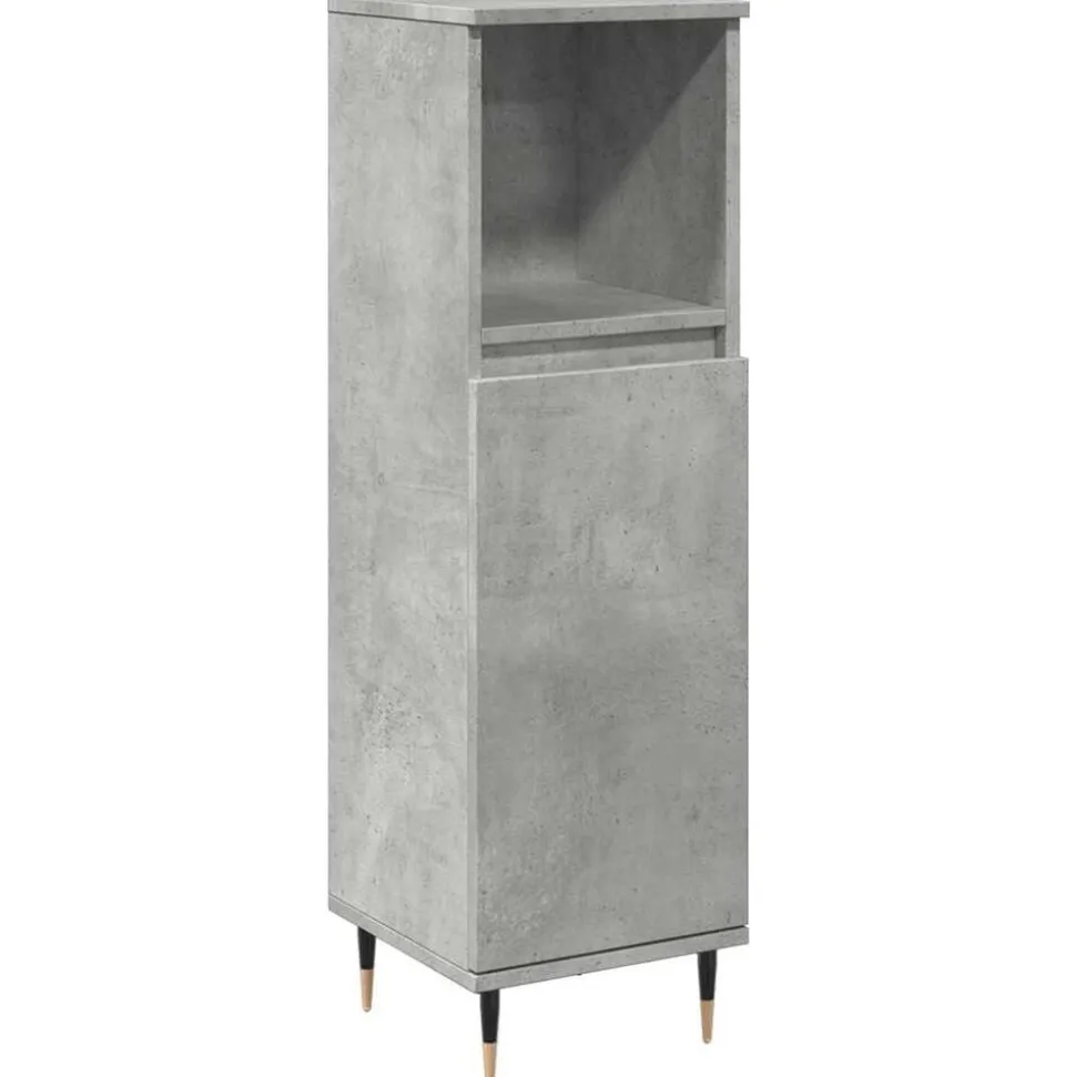 vidaXL Badkamerkast 30x30x100 cm bewerkt hout betongrijs