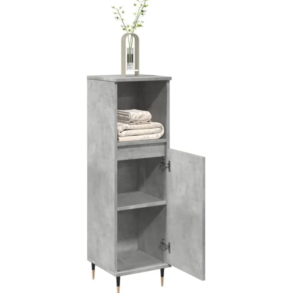 vidaXL Badkamerkast 30x30x100 cm bewerkt hout betongrijs