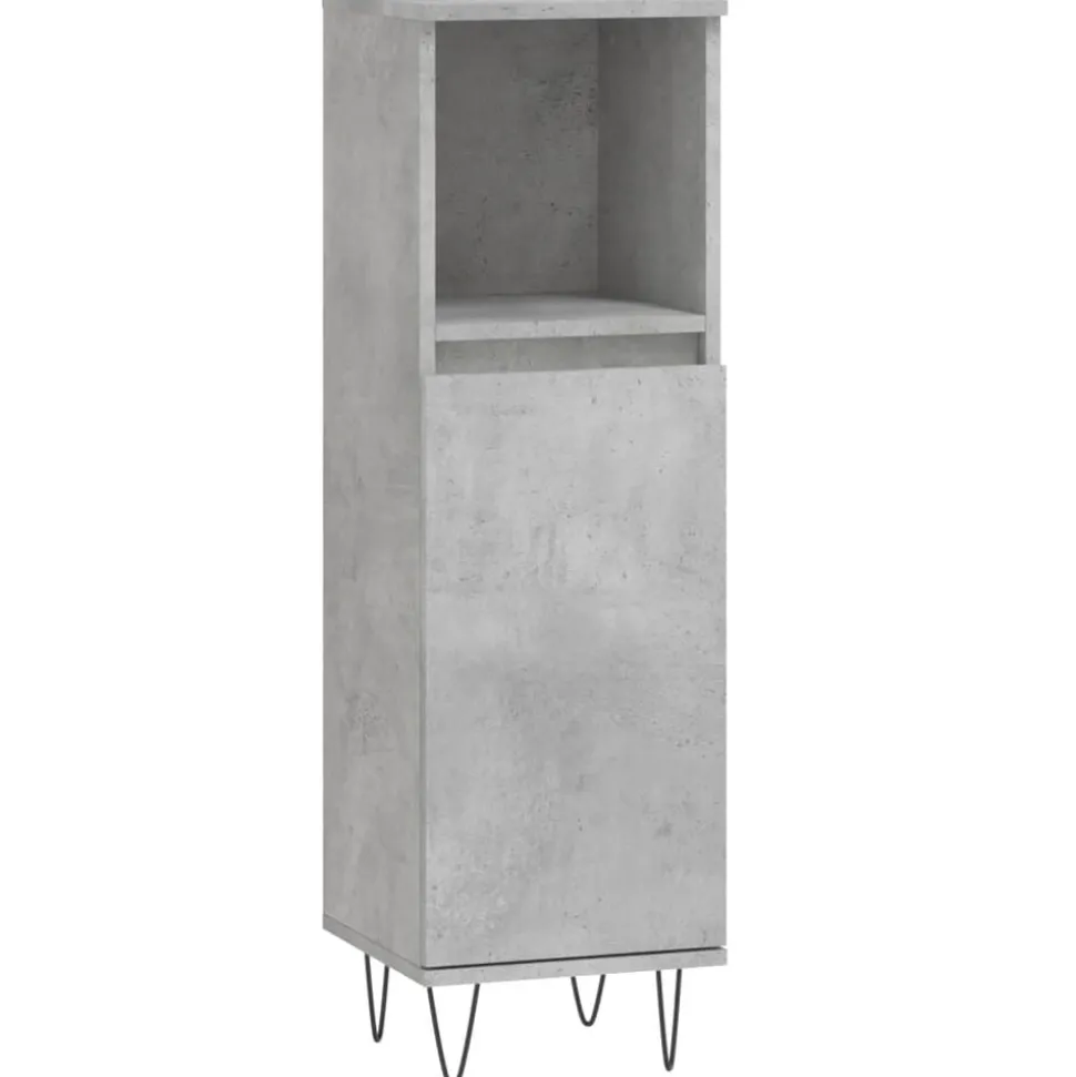 vidaXL Badkamerkast 30x30x100 cm bewerkt hout betongrijs