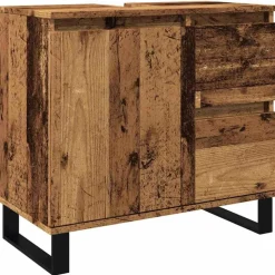 vidaXL Badkamerkast 65x33x60 cm bewerkt hout oud houtkleurig