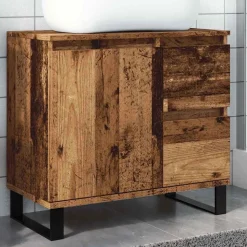 vidaXL Badkamerkast 65x33x60 cm bewerkt hout oud houtkleurig