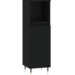 vidaXL Badkamerkast 30x30x100 cm bewerkt hout zwart