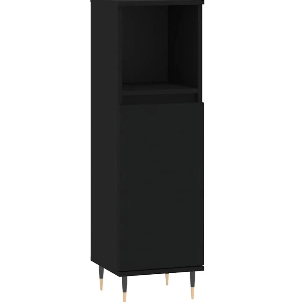 vidaXL Badkamerkast 30x30x100 cm bewerkt hout zwart