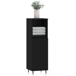 vidaXL Badkamerkast 30x30x100 cm bewerkt hout zwart